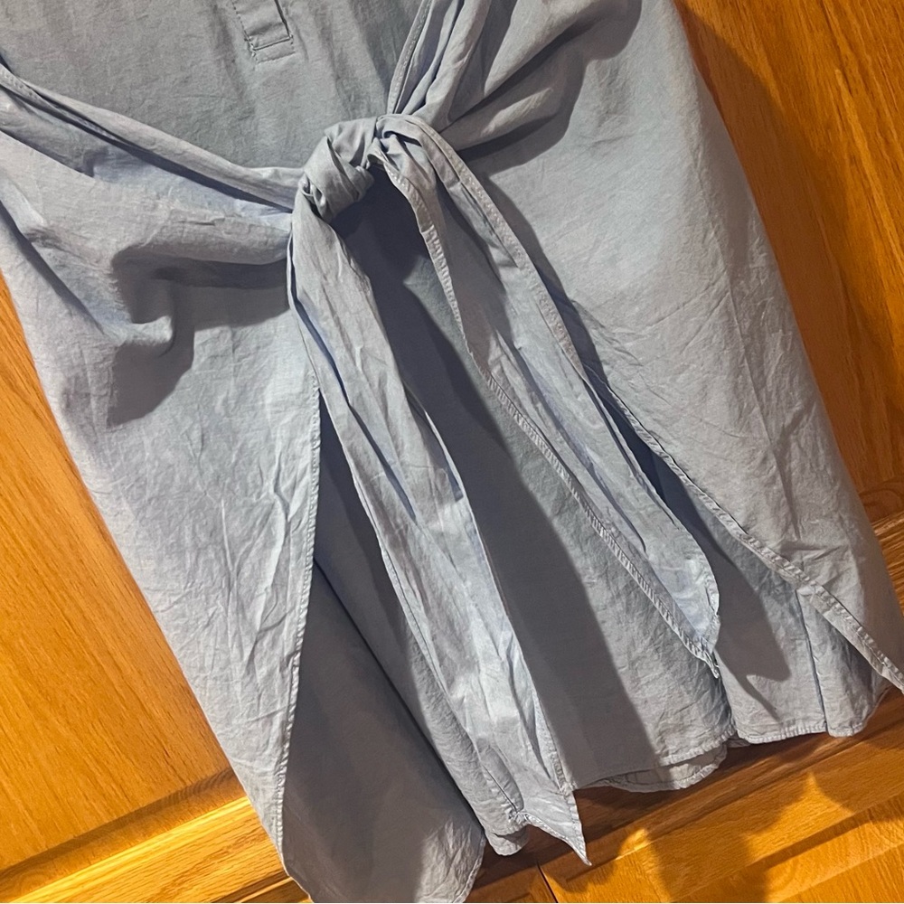 ZARA Knotted Tie Front Sleeveless Shirt Dress Tunic Light Blue Size XS - Picture 10 of 14